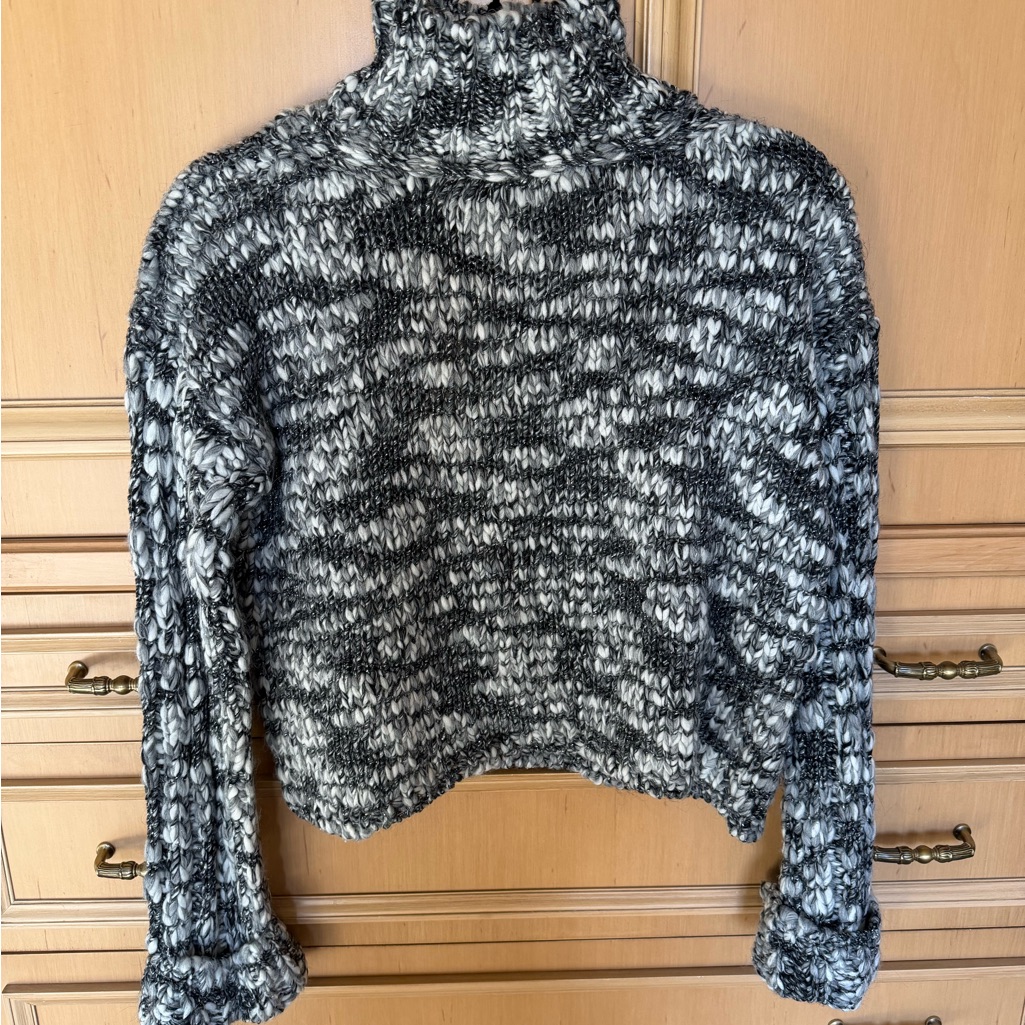 Ramy Brook Black And Gray Cowl Neck Sweater